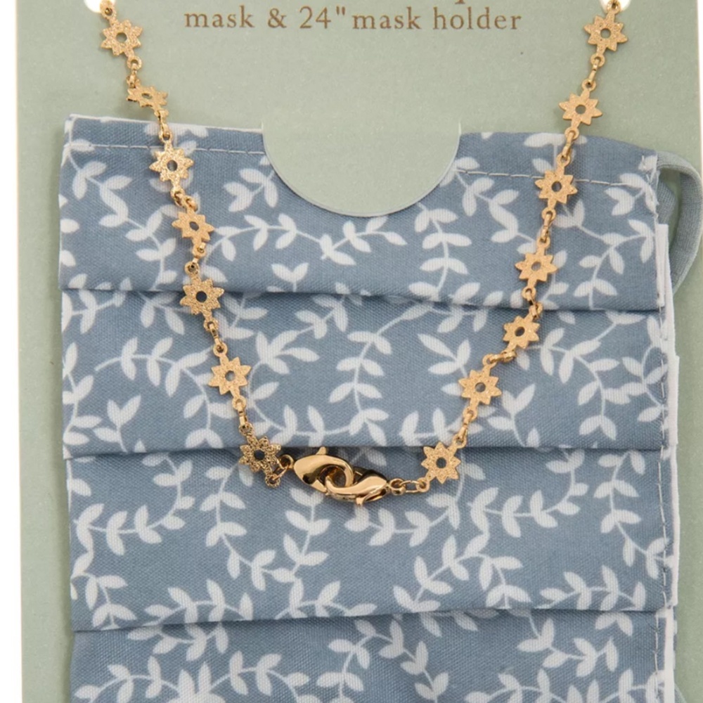 LONNA & LILLY Blue Vine Print Mask with Lanyard Set